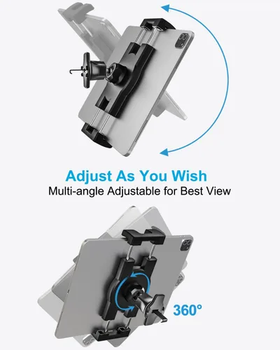 Miniatura 5 de Soporte de tableta de ventilación de automóvil para teléfono y iPad de 4.7 a 13 pulgadas, soporte para tableta de ventilación de automóvil con clip