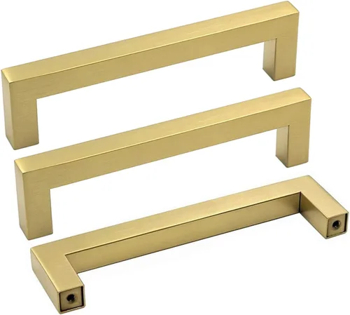 Miniatura 42 de Goldenwarm 1 paquete de manija cuadrada negra para cajones de gabinete de barra, de acero inoxidable, herrajes modernos para gabinetes de cocina