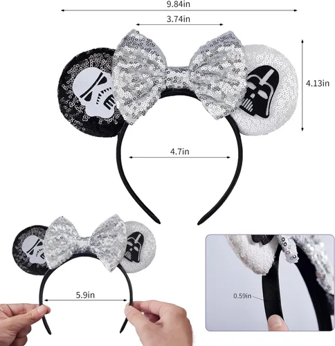 Miniatura 2 de FANYITY - Orejas de ratón, diadema con lentejuelas brillantes para cosplay de ratón para niños, niñas y mujeres, para Halloween y viaje a Disney