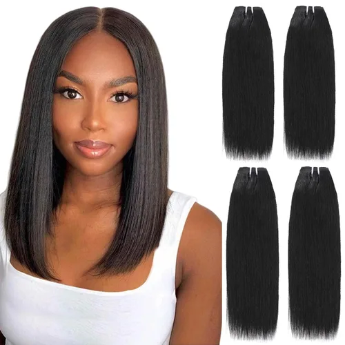 Miniatura 11 de Paquetes de cabello humano corto de 8 pulgadas 10A, pelo brasileño lacio virgen 100% cabello humano liso sin procesar, 4 paquetes 50g/Und