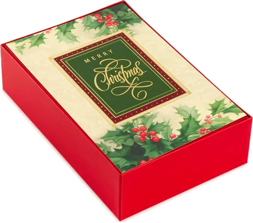 Miniatura 3 de Hallmark Tarjetas de Navidad en caja, acebo navideño (40 tarjetas de Navidad con sobres)