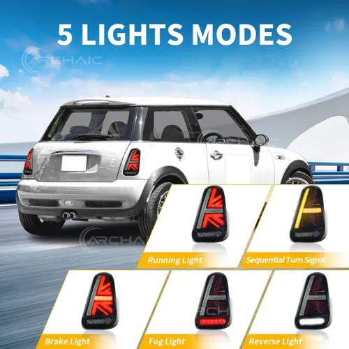 Miniatura 2 de Archaic Luces traseras compatibles con Mini Hatch R50 R53 2001-06 [One D,Cooper S, Cooper] y Mini Cabrio R52 2004-08 [Cooper S, One], con animación