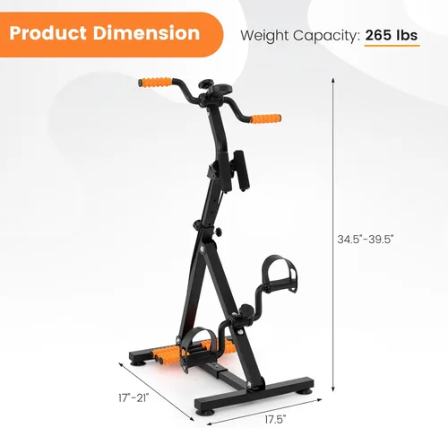 Miniatura 6 de GYMAX Bicicleta de Pedal para Personas Mayores, Máquina de Ejercicio para Brazos, Piernas y Rodillas con Función de Masaje, Monitor LCD, Altura