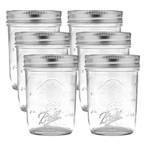 Miniatura 13 de Ball Mason, Frascos de mermelada con tapas y bandas, Set de 12 unidades de 4 oz, 4 onza, Transparente