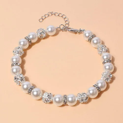 Miniatura 5 de Collar de diamantes de perlas para mascotas, collar ajustable para gatos y perros