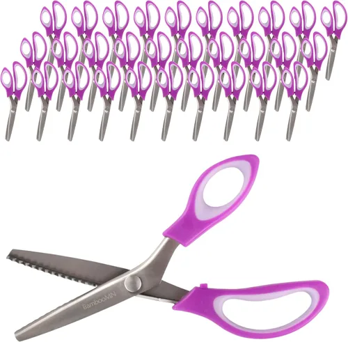 Miniatura 47 de JubileeYarn - Tijeras de entintar de grado profesional, acero inoxidable dentado de 9.5 pulgadas, color morado y naranja, 1 par