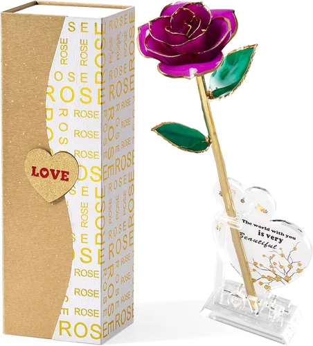 Miniatura 8 de Mikasol Rosa sumergida en oro de 24 quilates preservada para siempre, 1 paquete de flor del infinito decorativa, regalo romántico hecho a mano