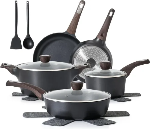Miniatura 9 de SENSARTE Juego de utensilios de cocina de cerámica, juego de ollas y sartenes antiadherentes, utensilios de cocina de inducción de 14 piezas,