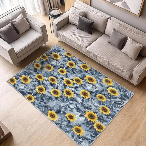 Miniatura 7 de Alfombra retro floral de 2 x 3 pulgadas, lavable de los años 60 y 70, alfombras hippie para entrada, dormitorio, cocina, alfombra de área de flores