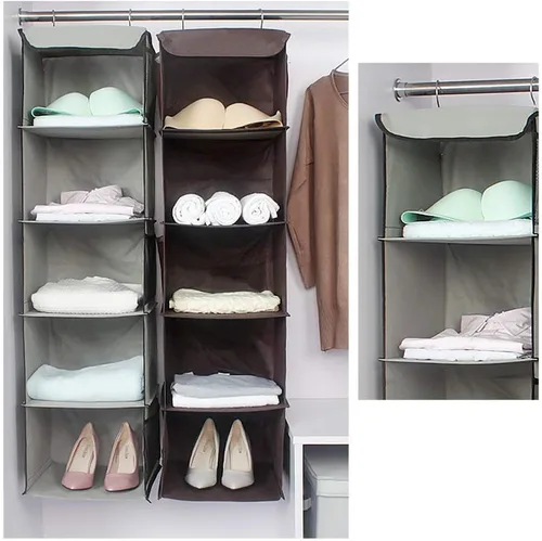 Miniatura 6 de BrilliantJo Organizador colgante de armario con 5 estantes, 2 unidades de almacenamiento colgante con 6 bolsillos laterales para bolsas de ropa, 43