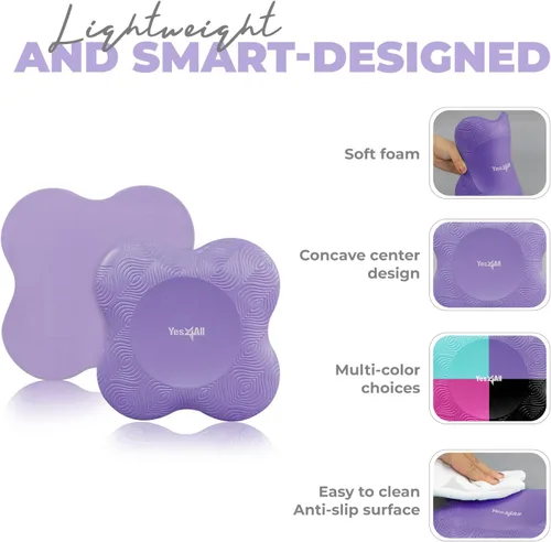 Miniatura 3 de Yes4All Yoga Knee Pads Pair, Thick Yoga Kneeling Pad for Pilates Exercise, Cushion Gear for Knees & Elbow with 13/16" Thickness B. Púrpura