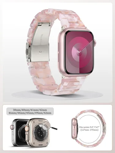 Miniatura 6 de V-MORO - Correas de resina compatibles con Apple Watch Series 11/10/9/8/7 y SE/6/5/4/3/2/1/SE3 de 1.49, 1.57, 1.61, 1.65 pulgadas, correa ligera