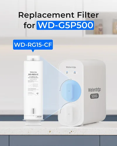 Miniatura 2 de Waterdrop Filtro G5P500-CF, repuesto para sistema de ósmosis inversa Waterdrop G5P500 para debajo del fregadero, 6 meses de vida útil