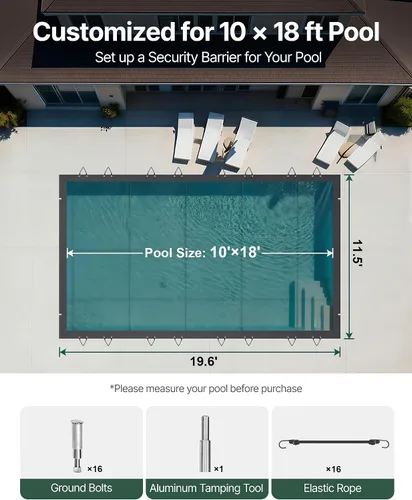 Miniatura 3 de VEVOR Cubierta rectangular para piscina de 12 x 20 pies, toldo de invierno de PVC color carbón, impermeable y repelente de suciedad