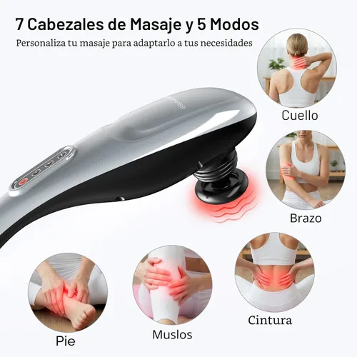 Miniatura 2 de MEGAWISE Masajeador de cuello de mano de tejido profundo para hombros, cintura, piernas, 3600 RPM potente motor eléctrico masajeador de cuello con 5