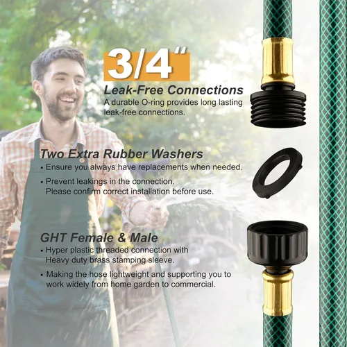 Miniatura 3 de Manguera Leader para conexión de jardín al aire libre: manguera corta de 4 pies y 1/2 pulgadas con accesorios macho a hembra a prueba de fugas y sin