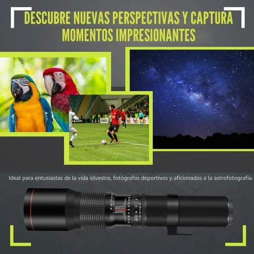 Miniatura 8 de Lente telefoto manual de 500mm/1000mm f/8 de alta potencia para Canon EOS 80D, 90D, Rebel T3, T3i, T5, T5i, T6i, T6s, T7, T7I, T8I, SL3, 60D, 70D