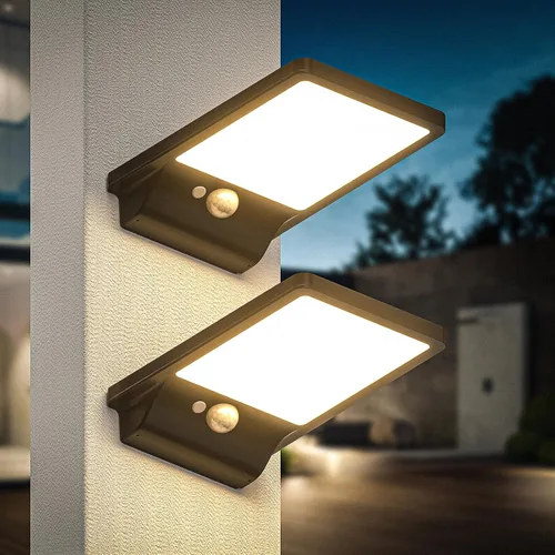 Miniatura 10 de Luz solar para exteriores, pared, paso, puerta, poste, blanco cálido de 3000 K, batería de litio de 2000 mAh, 350 lm, impermeable, sensor