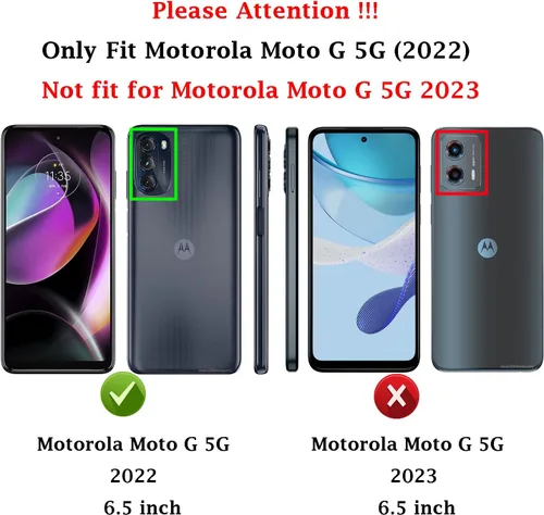 Miniatura 2 de Funda para Moto G 5G 2022 con cubierta deslizante para cámara y protector de pantalla HD [grado militar de 16 pies, probada en caídas], soporte