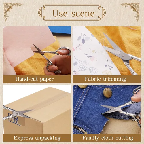 Miniatura 4 de Tijeras de bordado, tijeras vintage de ciruela, lindo estilo europeo vintage de 4.4 pulgadas para coser manualidades, herramientas de bricolaje