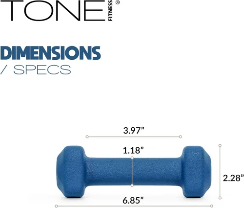 Miniatura 33 de Tone Fitness Pares de Mancuernas de Pesas de Neopreno con Cabeza Cuadrada Antirrodamiento Múltiples Opciones Azul