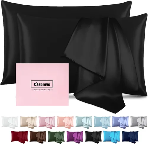 Miniatura 18 de Fundas de almohada de seda para cabello y piel, de seda de morera, suave, transpirable, de ambos lados, de seda natural, con cremallera, 1 paquete