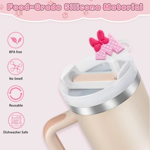Miniatura 4 de 9 cubiertas de pajita para vaso Stanley Tumbler de 30 oz / 40 oz, tapas de pajita a prueba de fugas de 10 mm de silicona, lindas cubiertas