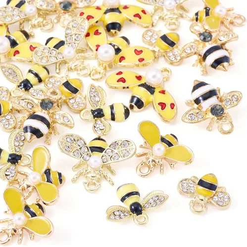 Miniatura 22 de Craftdady Encantos colgantes esmaltados con dijes de alimentos, animales, flores, encantos bonitos, dijes de frutas de metal colorido, ornamento