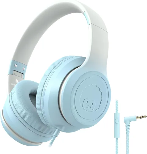 Miniatura 7 de rockpapa L22 - Auriculares con cable para niños, niñas, mujeres con micrófono, auriculares plegables con cable de 3.5mm para escuela, Chromebooks