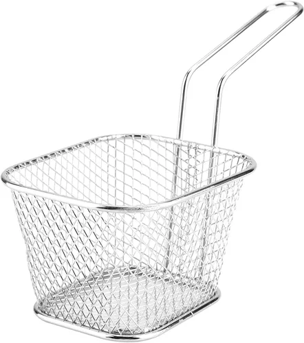 Miniatura 7 de Soporte de papas fritas de acero inoxidable, Mini cesta rectangular para freír, Servicio de mesa de comida frita, Herramienta de cocción de papas