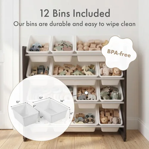 Miniatura 5 de Organizador de juguetes para niños con cajas de almacenamiento Tot Tutors, Espresso Espresso/Blanco
