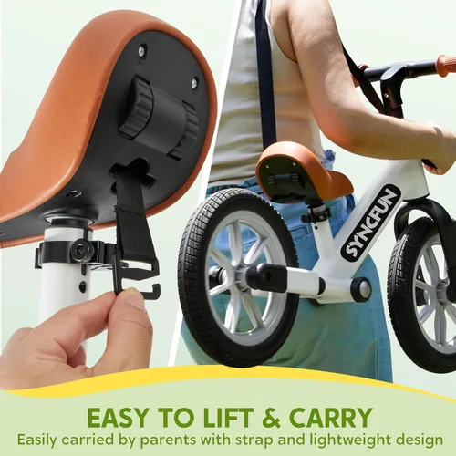 Miniatura 5 de SYNCFUN Bicicleta de Equilibrio de 12'' para Niños Pequeños de 2, 3, 4, 5 Años, Bicicleta Ligera con Asiento Ajustable y Neumáticos de Goma