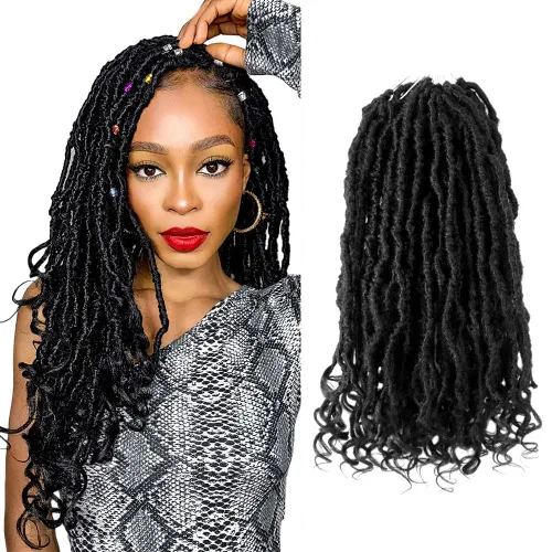 Niseyo Wild Locs - Rastas sintéticas desgastadas de 14 pulgadas con extremos rizados, 8 paquetes de cabello largo y suave con bucles preformados
