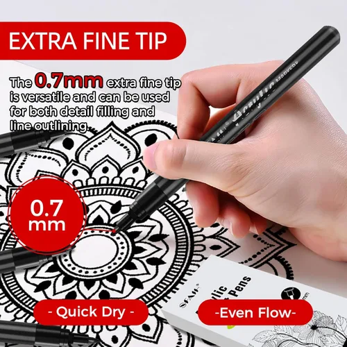 Miniatura 8 de SFAIH Rotuladores de pintura negra, paquete de 4 marcadores acrílicos de punta fina de 0.028 in para pintura Rock Rock, letras llamativas