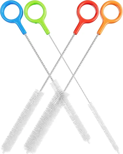 Buenalife Juego de cepillos de limpieza resistentes de 4 piezas - Limpiadores de pajitas extra largos para popotes reutilizables de metal y
