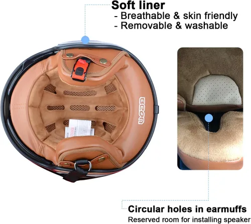 Miniatura 5 de Open Face Motorcycle Helmet for Adults, DOT Approved,3/4 Retro Vespa Helmet, Dual Visors Men's and Women's Motorbike Casco for Moped Cruiser Bobber