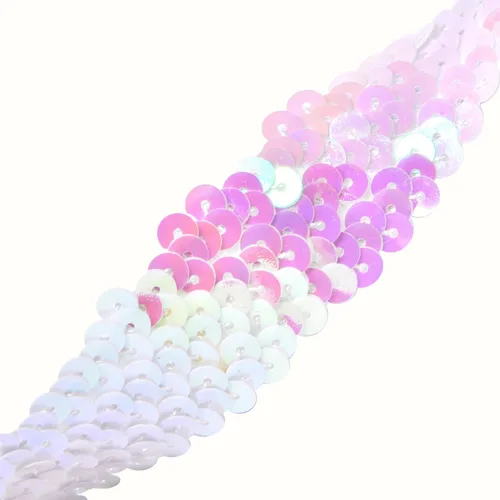 Miniatura 2 de Mandala Crafts Cinta elástica de lentejuelas – 1 pulgada AB iridiscente lentejuelas ribete elástico para coser vestido diadema – 10 yardas de tela