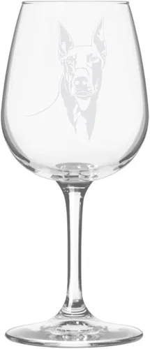 Copa de vino de 12.75 onzas con diseño de perro grabado , D