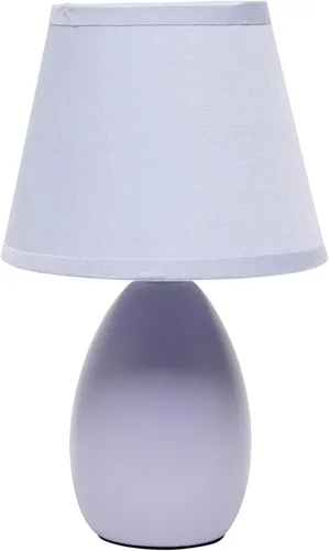 Simple Designs LT1197-PRP Lámpara de Mesa de Cerámica Ovalada Mini Elegante y Estilizada Oblonga de 9.45" con Pantalla a Juego, para Sala de Estar,