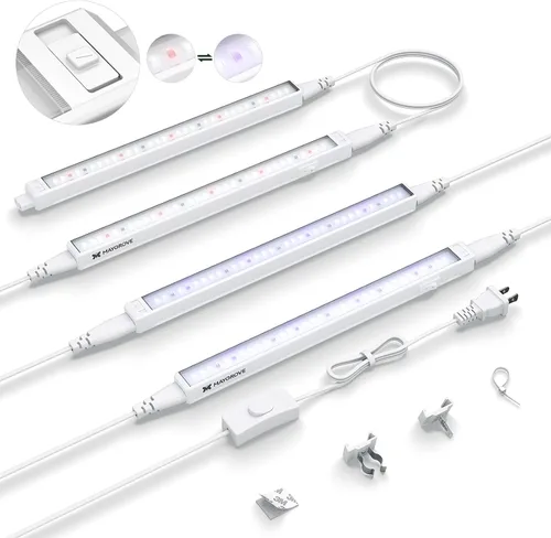 Miniatura 21 de Maygrove Luces de cultivo para plantas de interior, lámpara LED de crecimiento de espectro ajustable de 1 pie de 28 W (4 x 7 W), tira de luz de rojo