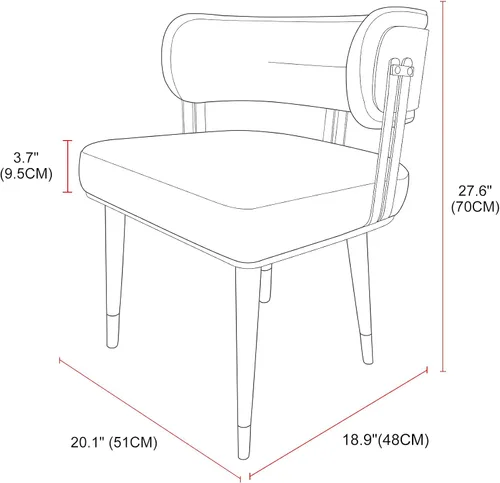 Miniatura 3 de Juego de 2 sillas de comedor de cuero tapizadas modernas con cojín de espuma de alta resistencia, chapa de madera de nogal y patas de metal dorado