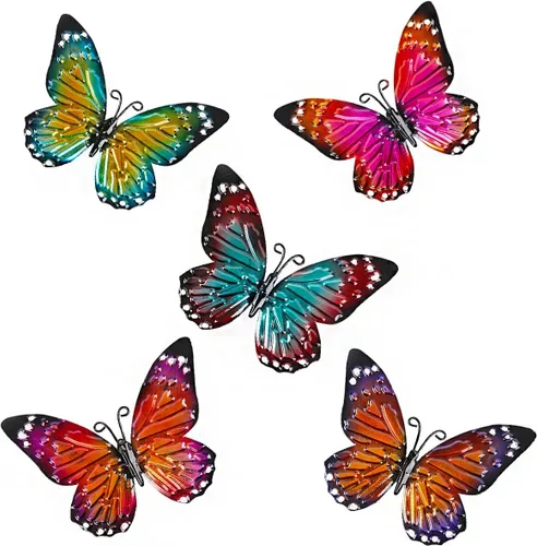 Miniatura 8 de 2 piezas de mariposas de metal para valla de patio, decoración de jardín, mariposa grande de 14 pulgadas para patio al aire libre, patio, balcón