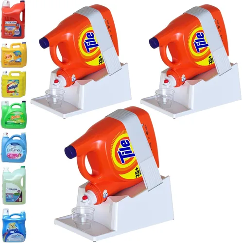 TidyFriend - Paquete de 3 soportes para detergente líquido con bandeja de goteo y patas de agarre de goma, soporte para organización y Blanco