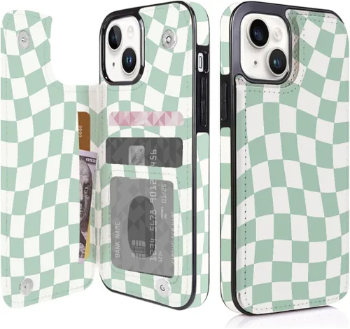Miniatura 8 de Funda compatible con iPhone 13 Pro Max con tarjetero y ranuras para tarjetas integradas de piel sintética, función atril y a prueba de golpes