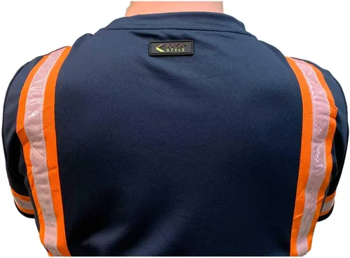 Miniatura 8 de Camisas reflectantes de seguridad para hombres – Camisetas de manga corta de alta visibilidad ANSI Clase 3 engranaje con cinta reflectante Azul