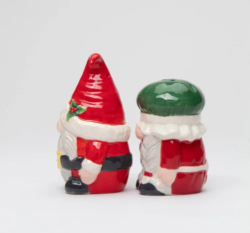 Miniatura 6 de Juego de salero y pimentero para parejas de Papá Noel, diseño de gnomos de Navidad de cerámica fina