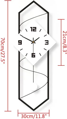 Miniatura 3 de YIYIBYUS Reloj de pared para sala de estar, decoración moderna, péndulo, reloj silencioso de metal, enorme reloj digital para decoración del hogar