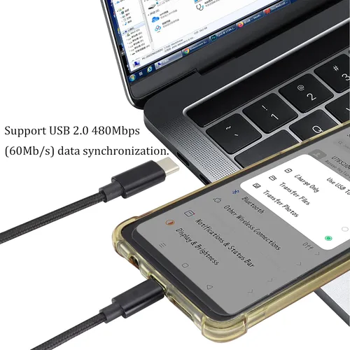 Miniatura 6 de Cable reversible doble tipo C USB C macho a USB C macho, cable trenzado de nailon premium con aislamiento recubierto de aislamiento, cable
