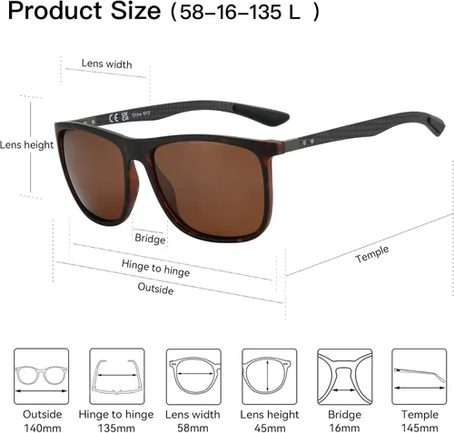 Miniatura 8 de ZENOTTIC Gafas de sol polarizadas para hombres y mujeres, 100% protección UV400