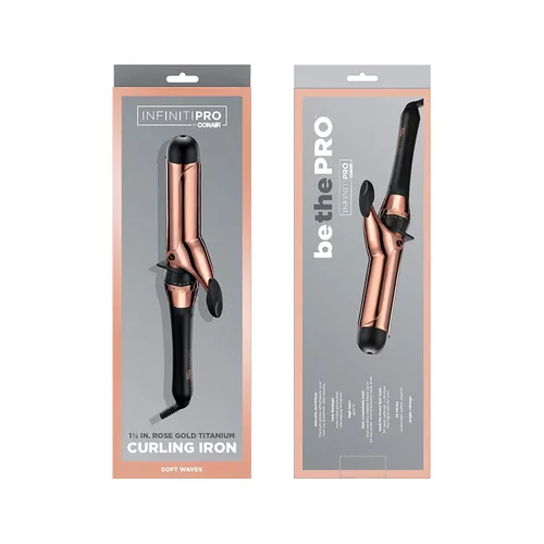 Miniatura 7 de INFINITIPRO BY CONAIR Rizador de titanio de oro rosa de 1 1/2 pulgadas, barril de 1 ½ pulgada produce ondas suaves – para uso en cabello mediano